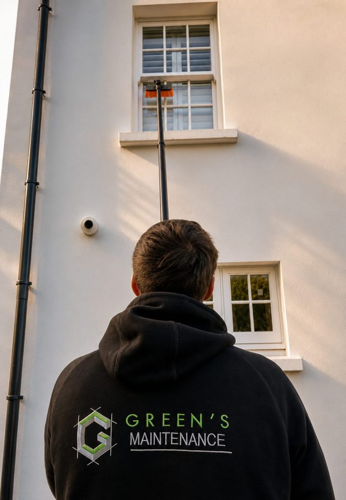 Green's Maintenance cleaning a residential clients windows